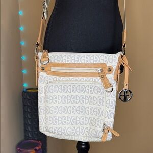 Giani Bernini White and Tan Crossbody Bag